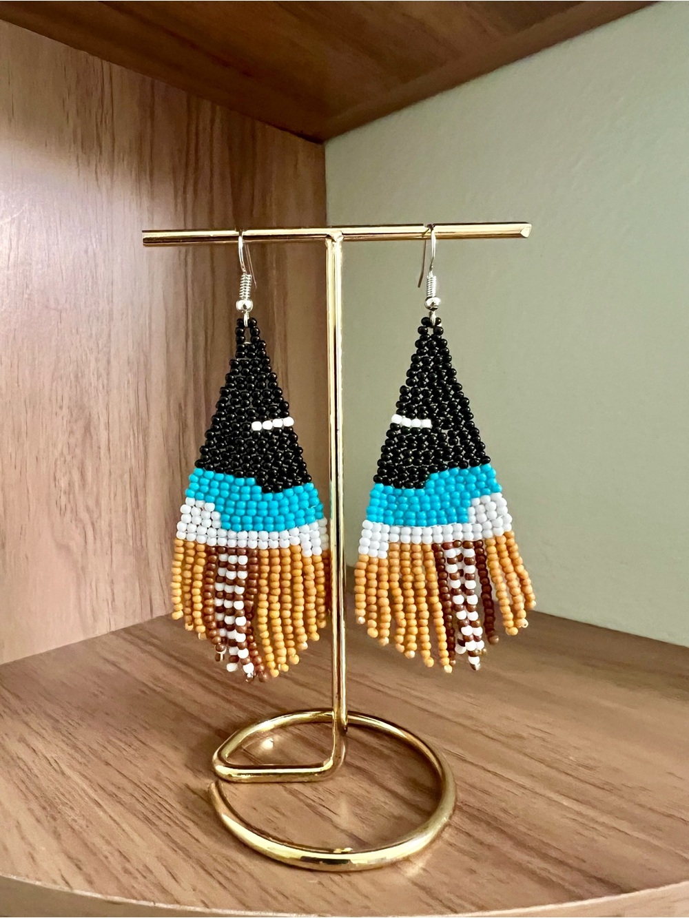 Mediterranean Vibes Beaded Earrings Black, Turquoise & Gold Beaded